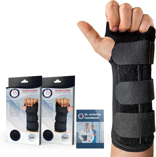 Doctor Developed Carpal Tunnel Wrist Brace for Night Support - Wrist Brace for Carpal Tunnel with Wrist Splint - Sleep Brace for Sprained Wrist - F.D.A Medical Device & Handbook (Right Hand)