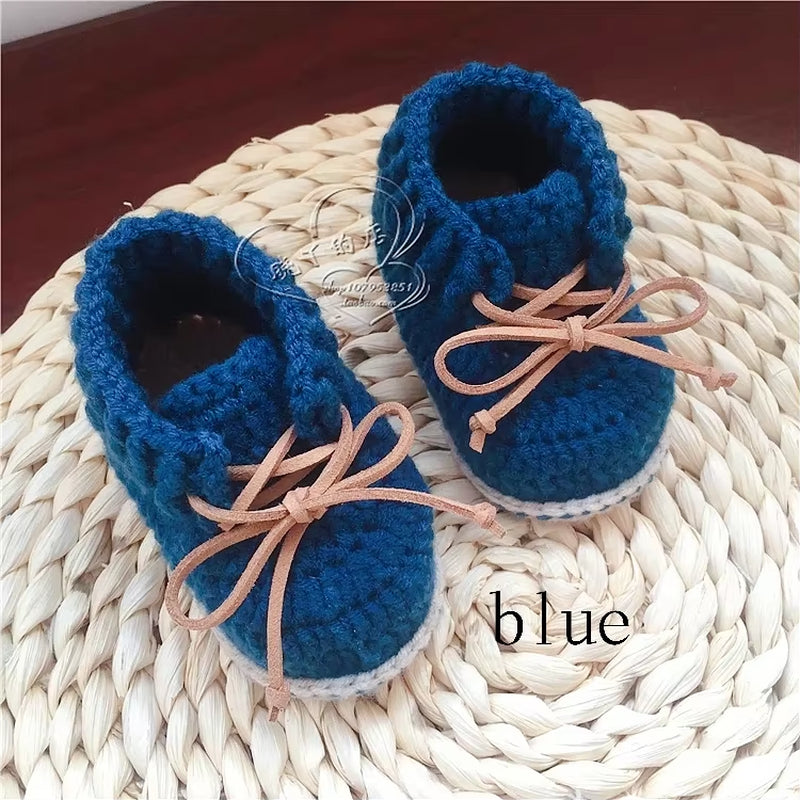 0-1 Year Old Baby Shoes Hand Woven Woollen Lace Shoes,Soft Bottom, High Shoes, Spring and Autumn Money.