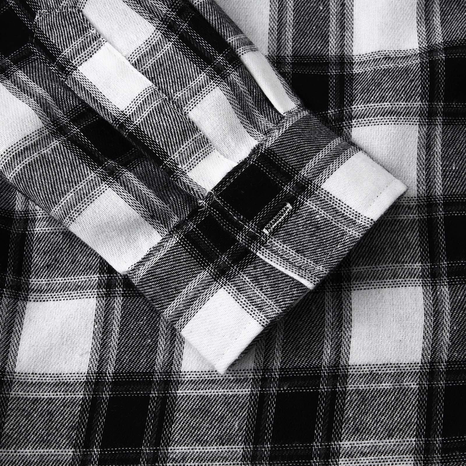 Men'S Casual Plaid Flannel Jacket with Hoodie Lightweight Fall Winter Long Sleeve Button down Plaid Flannel Hooded Shirt Gray M