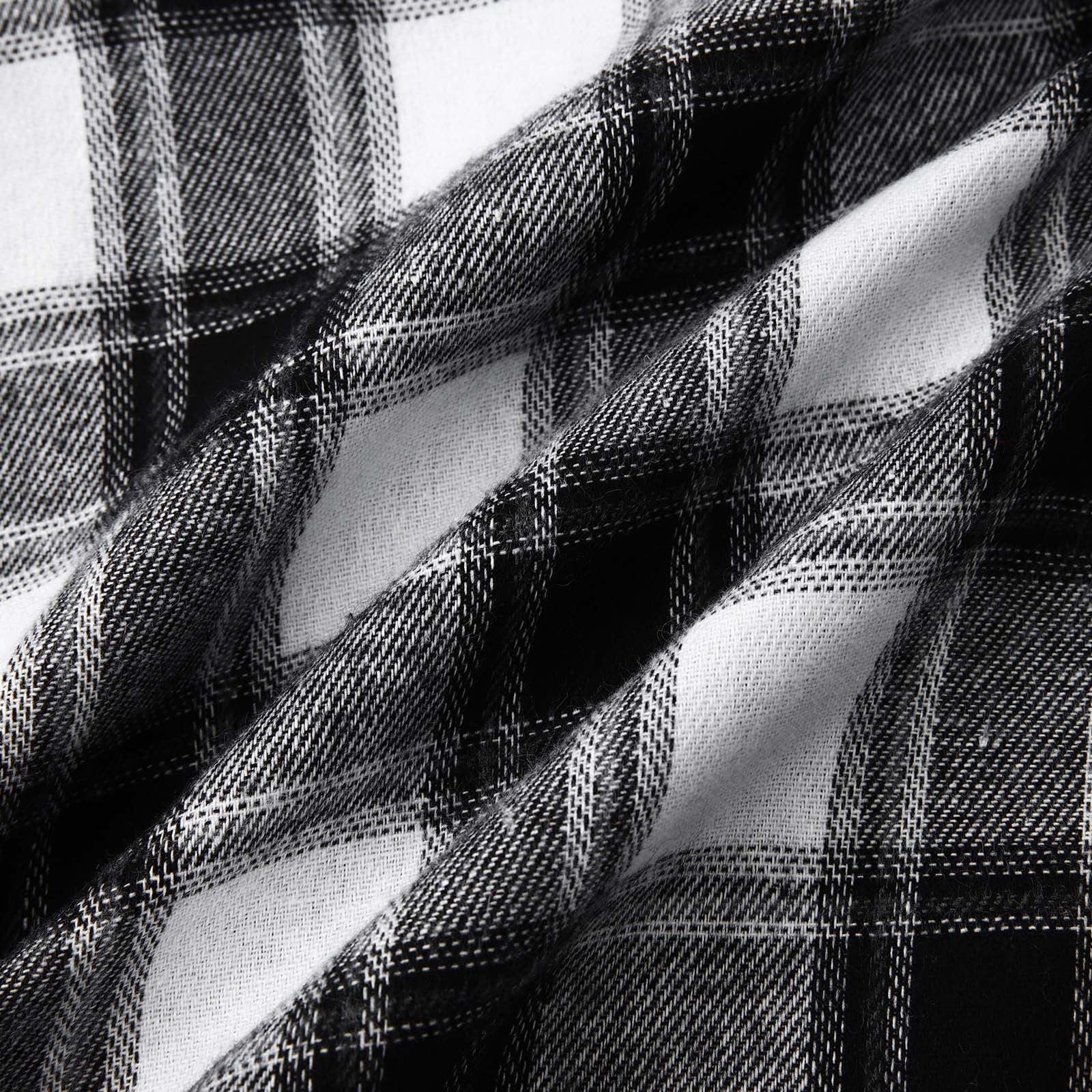 Men'S Casual Plaid Flannel Jacket with Hoodie Lightweight Fall Winter Long Sleeve Button down Plaid Flannel Hooded Shirt Gray M