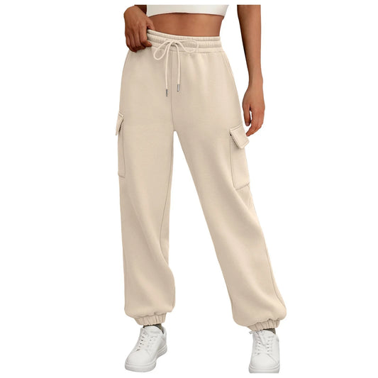 Women'S Sweatpants Fleece Lined Baggy Athletic Jogger Trousers with Pockets Fall Casual Trendy Cargo Pants Fall Outfits