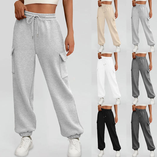 Women'S Sweatpants Fleece Lined Baggy Athletic Jogger Trousers with Pockets Fall Casual Trendy Cargo Pants Fall Outfits