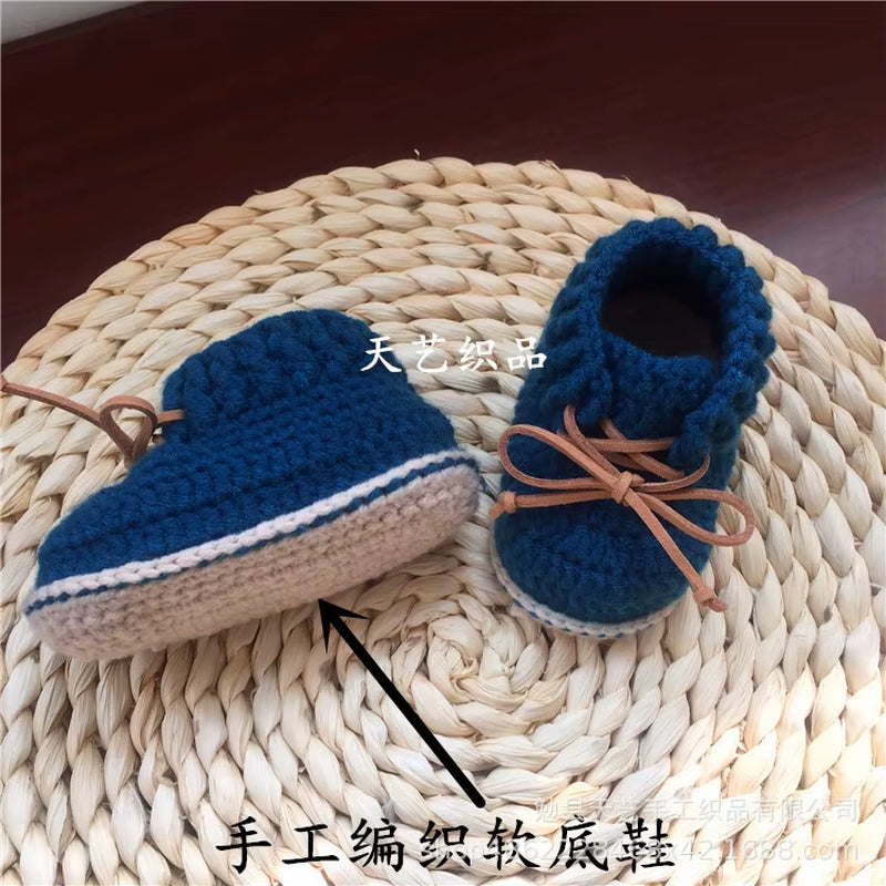 0-1 Year Old Baby Shoes Hand Woven Woollen Lace Shoes,Soft Bottom, High Shoes, Spring and Autumn Money.