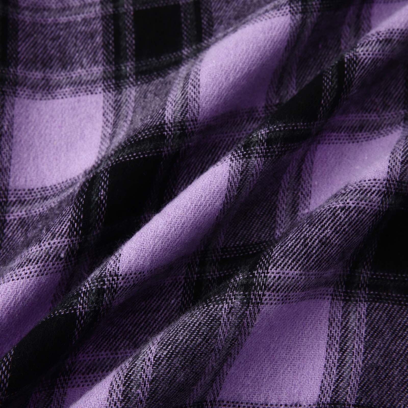 Men'S Casual Plaid Flannel Jacket with Hoodie Lightweight Fall Winter Long Sleeve Button down Plaid Flannel Hooded Shirt Purple M