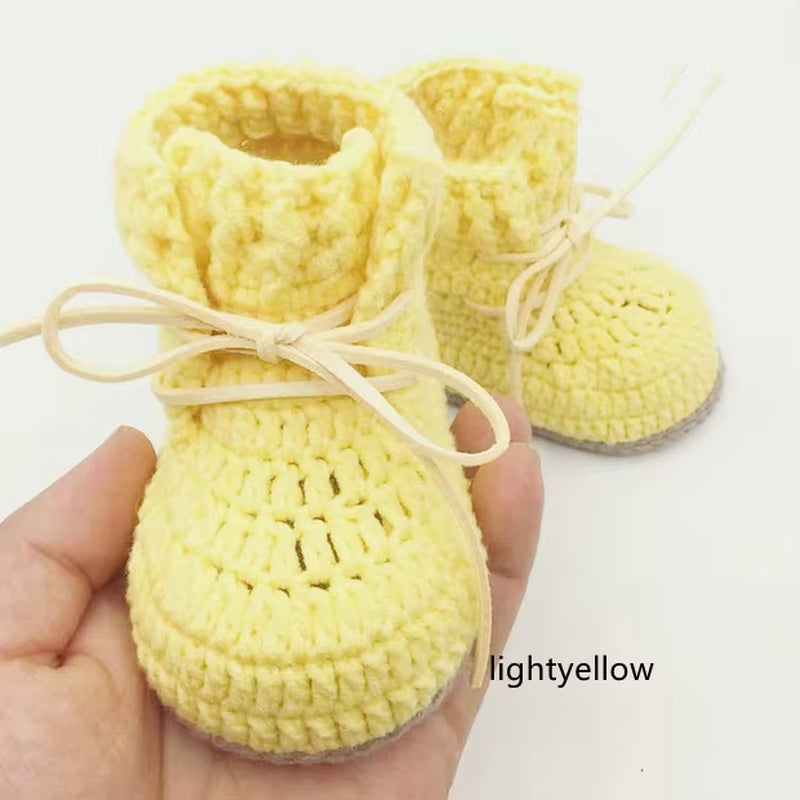 0-1 Year Old Baby Shoes Hand Woven Woollen Lace Shoes,Soft Bottom, High Shoes, Spring and Autumn Money.