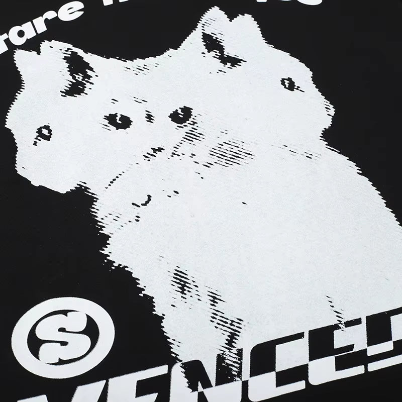 2025 New Streetwear Tshirt Hydra Cat Graphic T Shirt Men Cotton T-Shirt Hip Hop Loose Tops Tees Summer Short Sleeve Black White