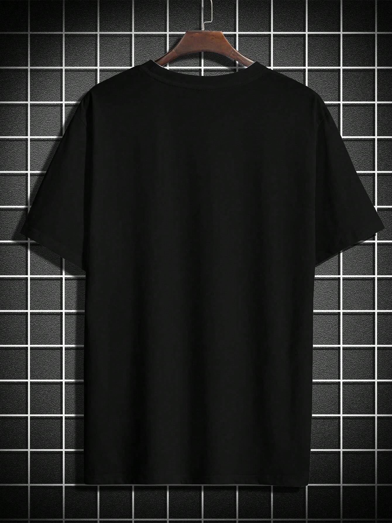 Manfinity Roughcore Men Casual Summer Cross & Slogan Graphic Printed Short Sleeve T-Shirt, for Friends