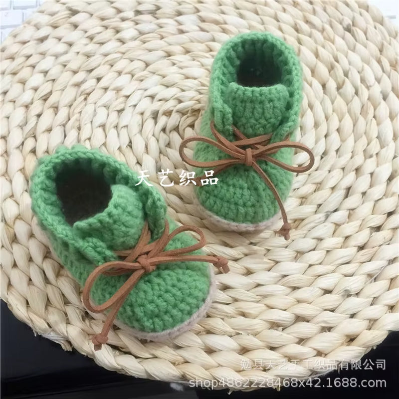 0-1 Year Old Baby Shoes Hand Woven Woollen Lace Shoes,Soft Bottom, High Shoes, Spring and Autumn Money.