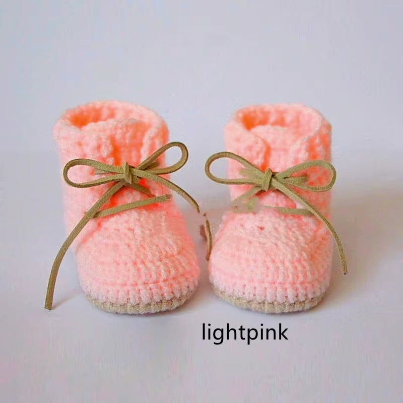 0-1 Year Old Baby Shoes Hand Woven Woollen Lace Shoes,Soft Bottom, High Shoes, Spring and Autumn Money.